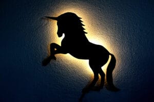 Enhjørning LED lampe med navn