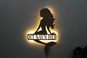 Havfrue LED lampe med navn