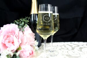 2stk Champagneglas - Krans med initialer