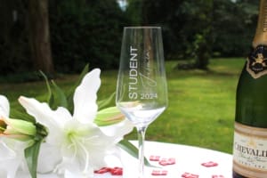 Champagneglas - Student med navn og årstal